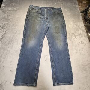 Levis 541 Jeans Mens 38x28 Medium Wash Denim Stretch Straight Leg Thrashed